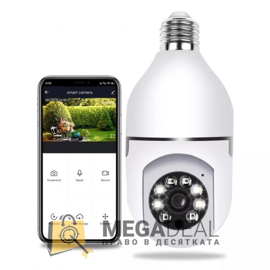 WiFi Куполна камера крушка е27 COBRA
